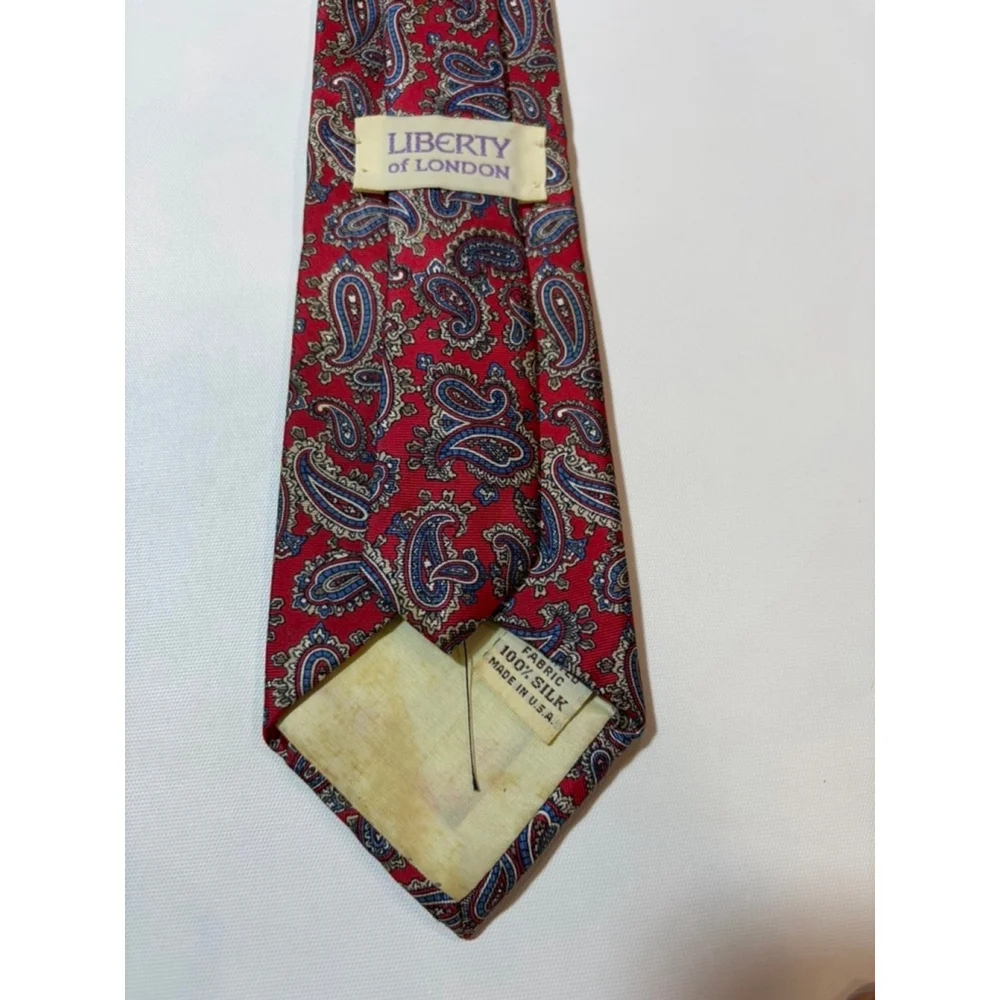 Liberty of London Paisley Silk Tie Red Blue Floral Classic USA Vintage